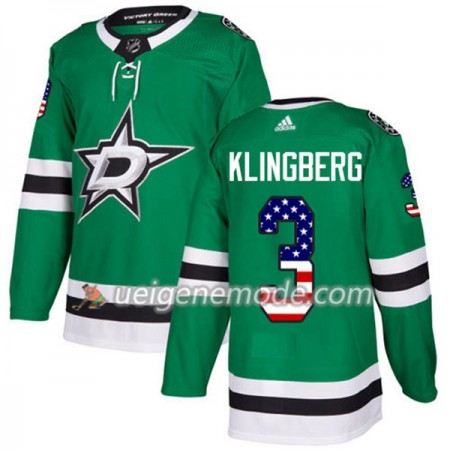 Herren Eishockey Dallas Stars Trikot John Klingberg 3 Adidas 2017-2018 Kelly Grün USA Flag Fashion Authentic